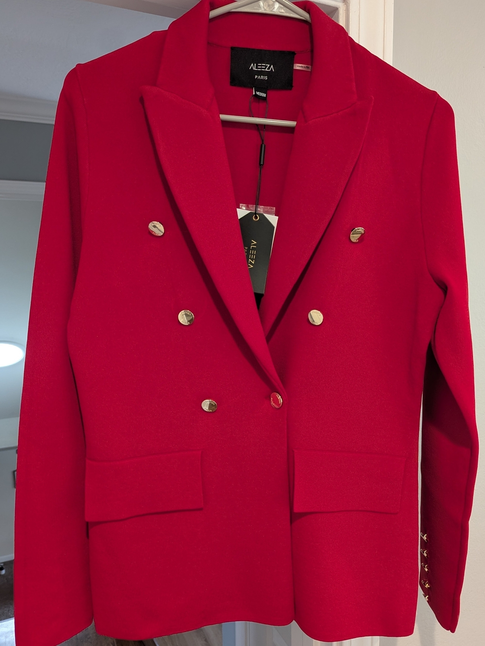 Alezza Paris Danielle Women's Red Knit Blazer NWT